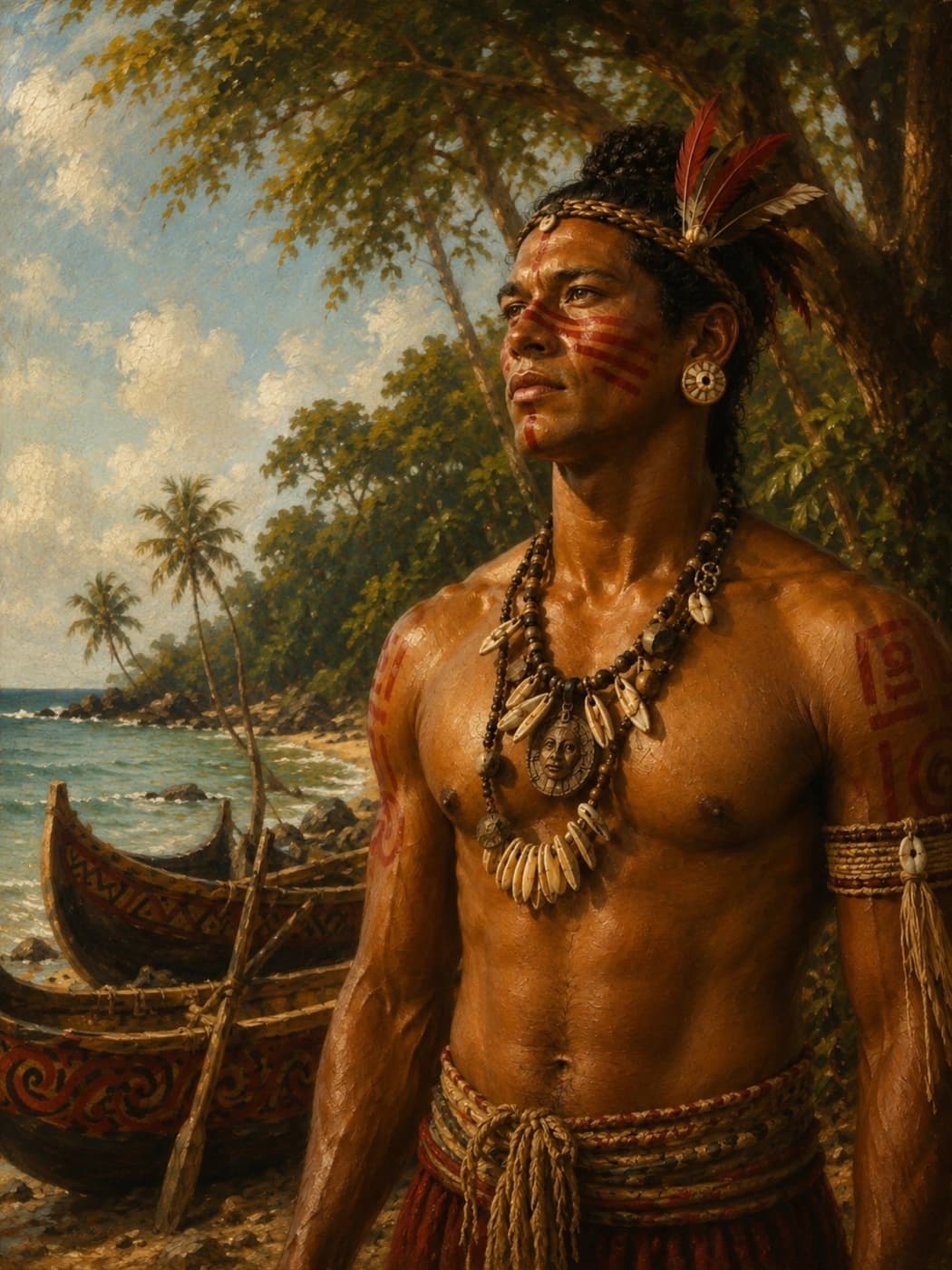 Original artwork portraying a Taíno man.